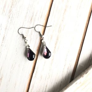 Purple Teardrop Gem Earrings